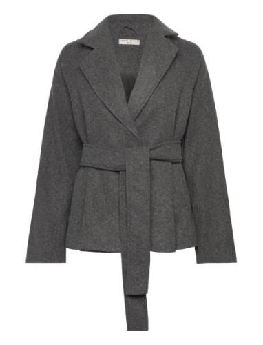 Gina Tricot Belted Short Coat Grå