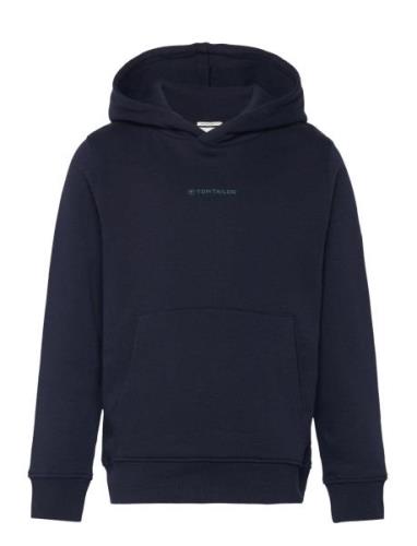 Printed Hoody Tops Sweat-shirts & Hoodies Hoodies Navy Tom Tailor