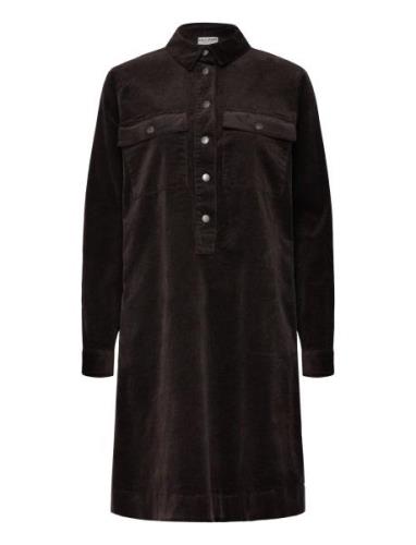 Pzsally Ls Placket Dress Kort Klänning Brown Pulz Jeans