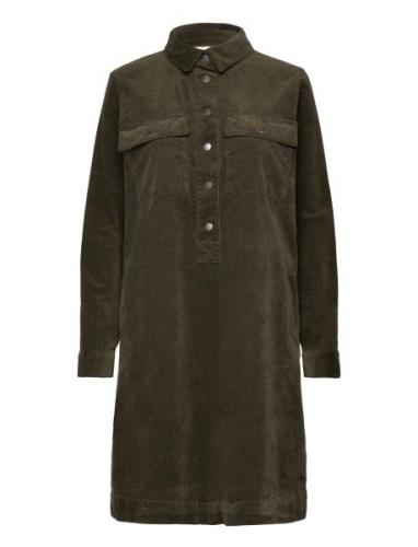 Pzsally Ls Placket Dress Kort Klänning Khaki Green Pulz Jeans