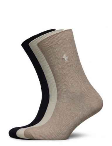 Polo Ralph Lauren Cable-Knit Crew Sock 3-Pack Beige