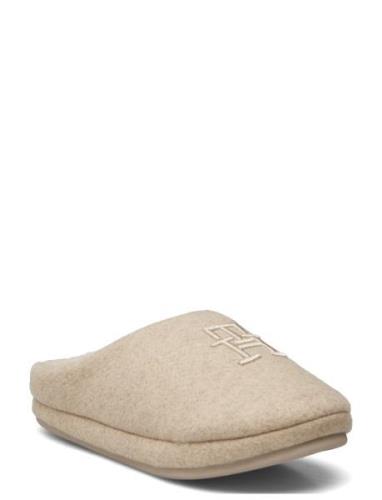 Th Embroidered Basics Slipper Slippers Tofflor Beige Tommy Hilfiger