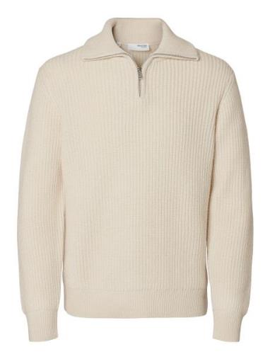 Selected Homme Slhland Ls Knit Half Zip Kräm