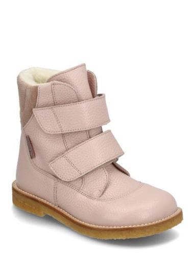 Boots - Flat - With Velcro Vinterkängor Med Kardborreband Pink ANGULUS