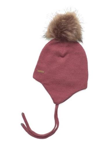 Hat W. Detachable Fake Fur Accessories Headwear Hats Beanie Pink Minym...