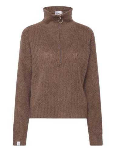 Once Untold Florie Brushed Zip Knit Brun