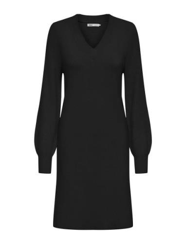 Onlkatia Ls V-Neck Dress Nca Knt Knälång Klänning Black ONLY