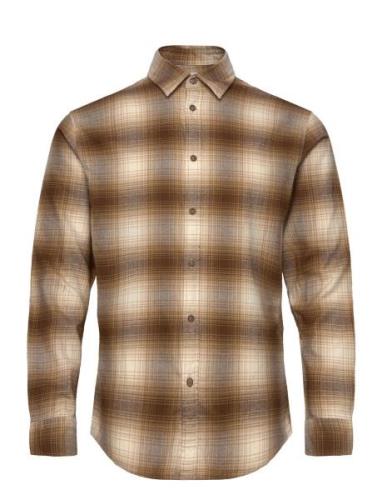 Slhslimowen-Brushed Shirt Ls Noos Tops Shirts Casual Brown Selected Ho...