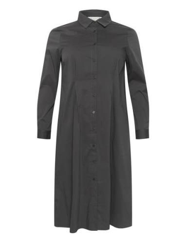 Kchenna Shirt Dress Knälång Klänning Grey Kaffe Curve