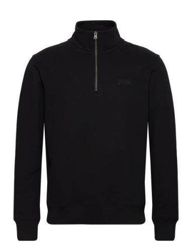 Essential Logo Henley Tops Knitwear Half Zip Jumpers Black Superdry