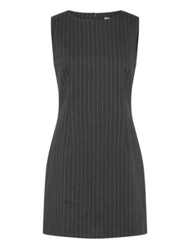 Striped Short Dress Kort Klänning Grey Mango