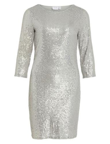 Visparkling 3/4 O-Neck Dress/Ka Kort Klänning Silver Vila