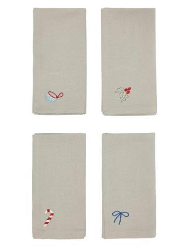 Christmas Napkin - Pack Of 4 Home Textiles Kitchen Textiles Napkins Cl...