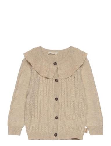 Petit Piao Cardigan Knit Cabel Collar Beige