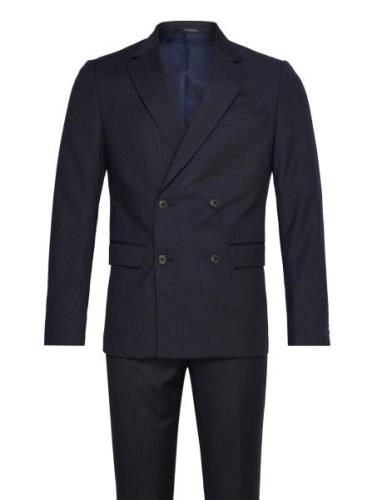 Narrow Striped Db Mens Suit Kostym Navy Lindbergh