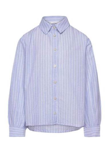 Striped Shirt Tops Shirts Long-sleeved Shirts Blue Mango