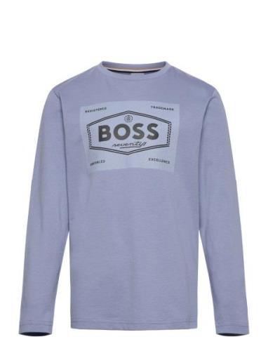 Long Sleeve T-Shirt Tops T-shirts Long-sleeved T-shirts Blue BOSS