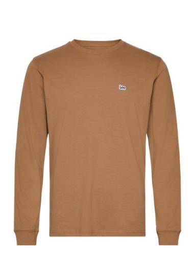 Ls Patch Logo Tee Tops T-shirts Long-sleeved Brown Lee Jeans