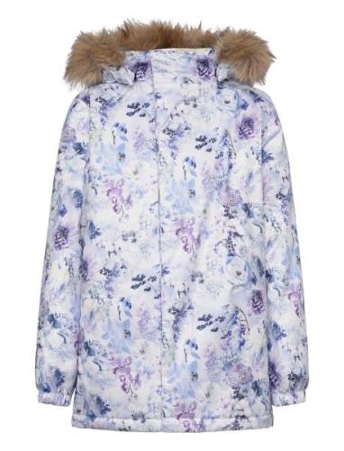 Print Winter Parka Parka Jacka Purple Gugguu