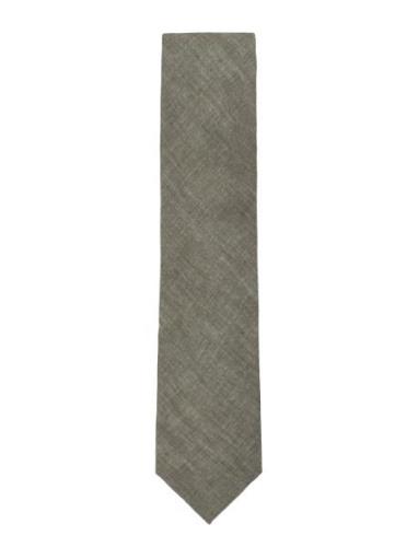 Structured Tencel Tie 7 Cm Slips Khaki Green Lindbergh Black