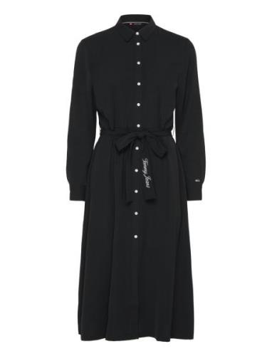 Tjw Belted Midi Dress Knälång Klänning Black Tommy Jeans