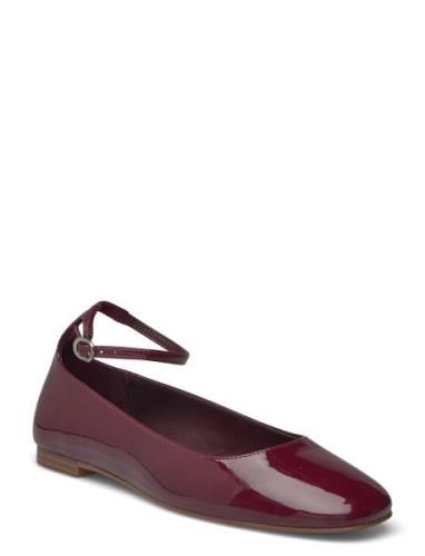 Patent Leather-Effect Ballet Flats Ballerinaskor Ballerinas Burgundy M...