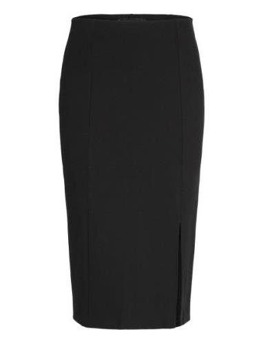 Pencil Skirt With Rome-Knit Opening Pennkjol Kjol Black Mango