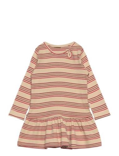 Petit Piao Dress L/S Modal Striped Beige