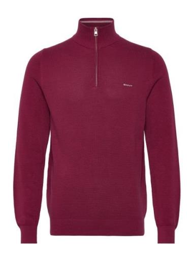 Cotton Pique Halfzip Tops Knitwear Half Zip Jumpers Burgundy GANT