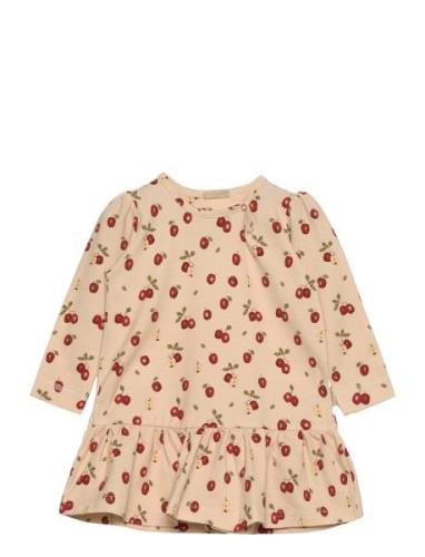 Petit Piao Dress L/S Gather Printed Beige