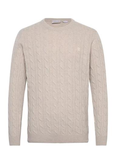 Phillips Brook Cable Crew Neck Sweater Angora Heather Tops Knitwear Ro...