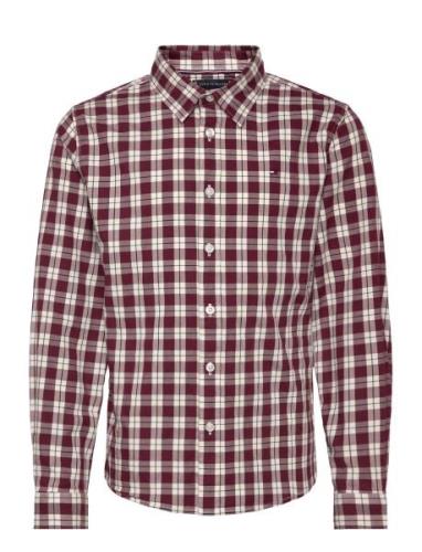 Small Check Regular Shirt Ls Tops Shirts Long-sleeved Shirts Burgundy ...