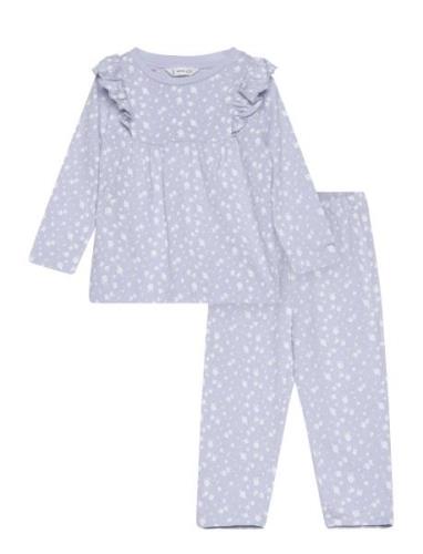 Printed Long Pyjamas Pyjamas Set Blue Mango