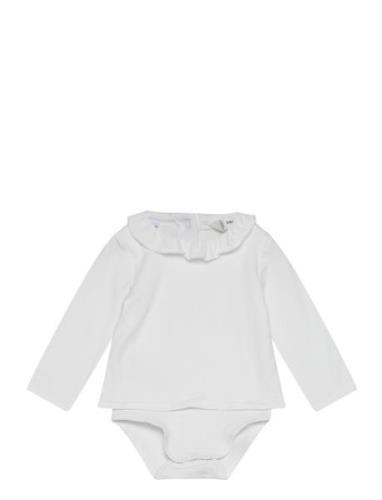 Ruffled Cotton Body Bodies Long-sleeved White Mango