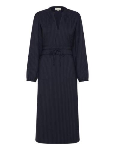 Parisll Midi Dress Ls Knälång Klänning Navy Lollys Laundry