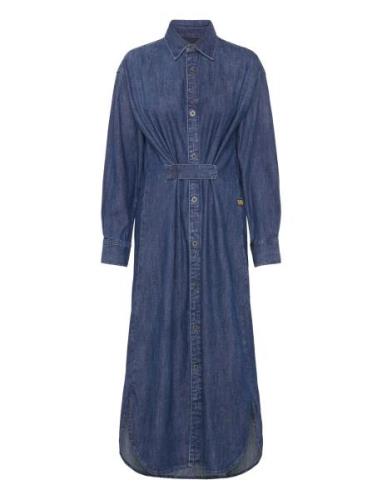 Long Tab Shirt Dress L\S Wmn Maxiklänning Festklänning Blue G-Star RAW