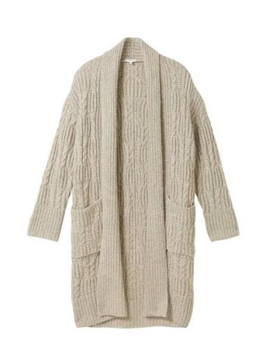 Knit Cardigan Cable Structure Tops Knitwear Cardigans Beige Tom Tailor