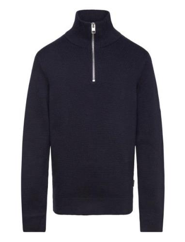 Jack & J S Jprblamilano Stitch Knit Half Zip Jnr Marinblå