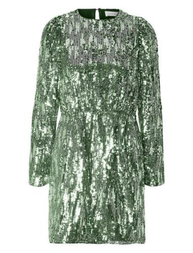 Slfari-Colyn Ls Short Sequins Dress B Kort Klänning Green Selected Fem...