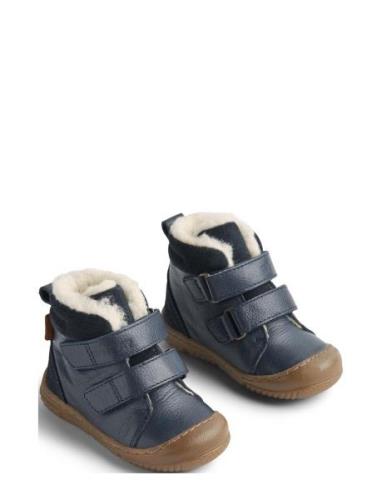 Winterboot Snug Tex Vinterkängor Med Kardborreband Navy Wheat