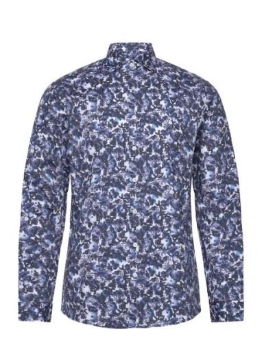 Lindbergh Aop Floral Shirt L/S Marinblå