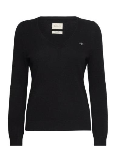 Extrafine Lambswool V-Neck Tops Knitwear Jumpers Black GANT