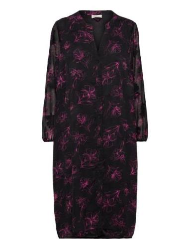 Carmelena L/S V-Neck Midi Dress Aop Knälång Klänning Black ONLY Carmak...