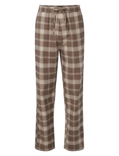 Konrad Organic Cotton Checked Flannel Pajama Pants Pyjamas Beige Lexin...