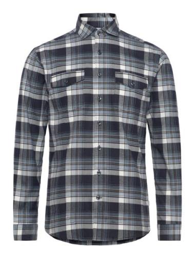 Lindbergh Checked Brushed Shirt L/S Marinblå