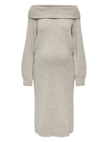 Olmmarie Ls Off Shoulder Dress Knt Dresses Knitted Dresses Grey Only M...