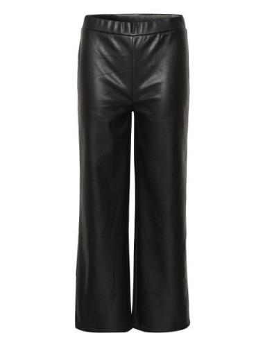 Crariana 7/8 Pant Bottoms Trousers Leather Leggings-Byxor Black Cream