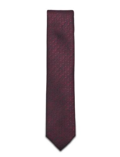 Structured Linen Blend Tie 7 Cm Slips Burgundy Lindbergh Black