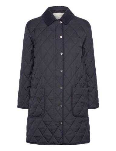 Quilted Cord Detailed Coat Kviltad Jacka Navy GANT