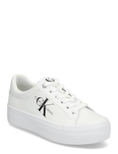 Vulc Flatform Laceup Low Lth Låga Sneakers White Calvin Klein